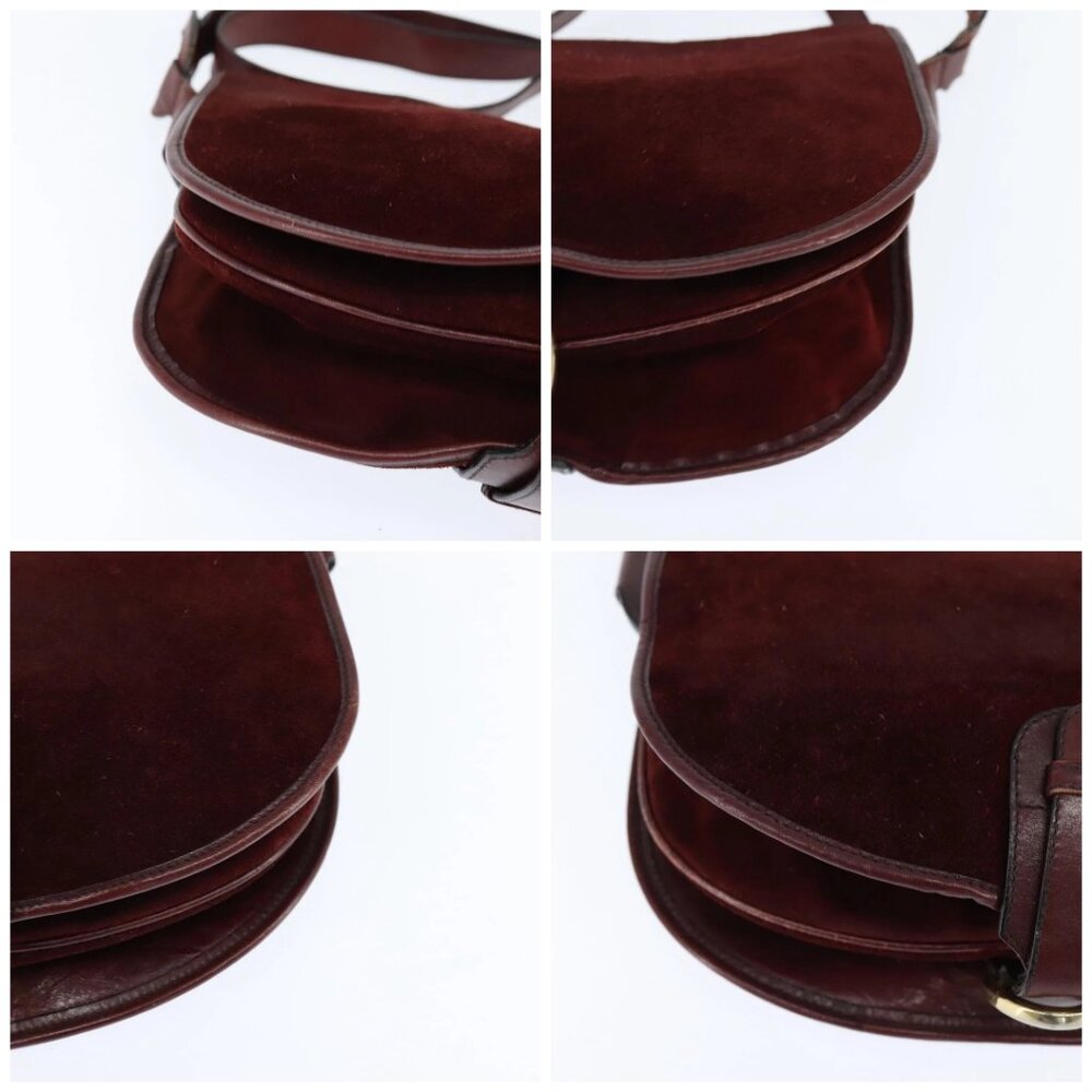 BALENCIAGA Shoulder Bag Suede Leather Bordeaux Gold Auth bs30414 - Picture 16 of 16